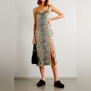 Reformation Britten cheetah-print silk-satin midi dress